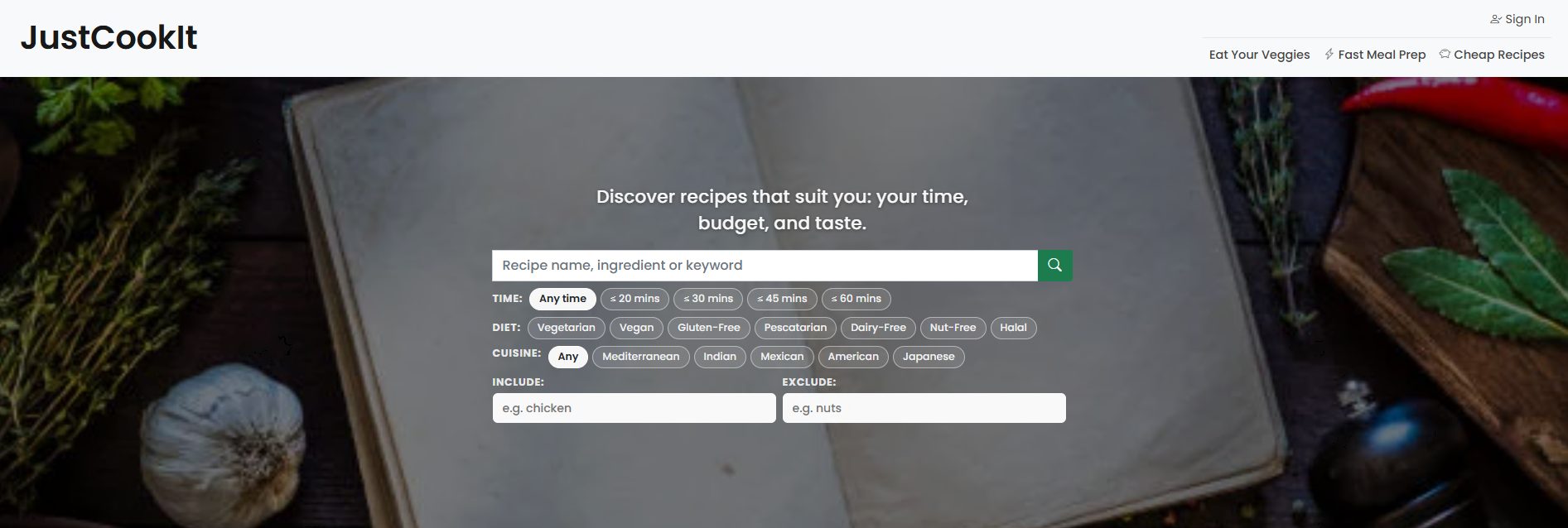 JustCookIt - Recipe Discovery App